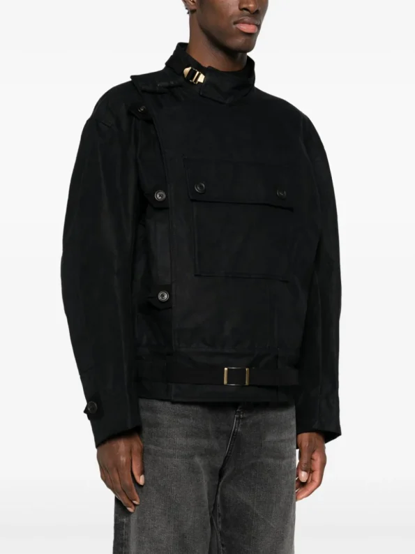 Our Legacy Off-centre High-neck Black Field Jacket.