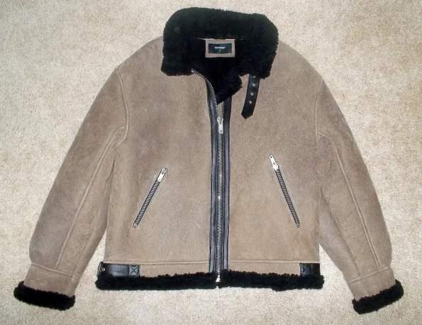 Represent B-3 Brown And Black Shearling Flight Leather Jacket
