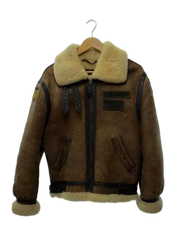 Schott B-3 Mouton Brown Leather Flight Bomber Jacket