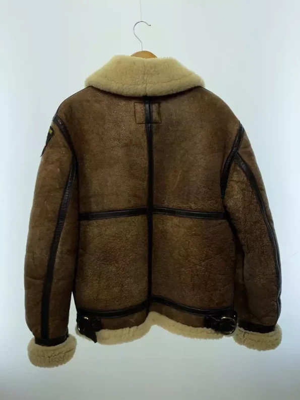 Schott B-3 Mouton Brown Leather Flight Bomber Jacket.