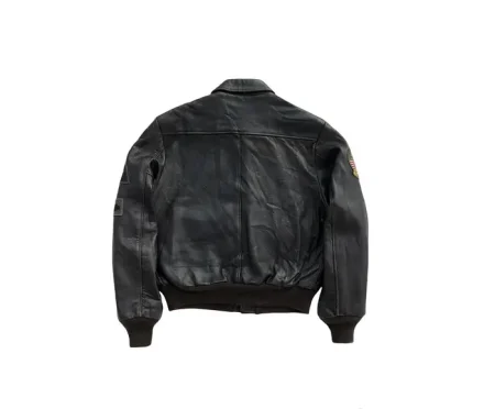Schott Bross A-2 Black Leather Patches Flight Jacket.