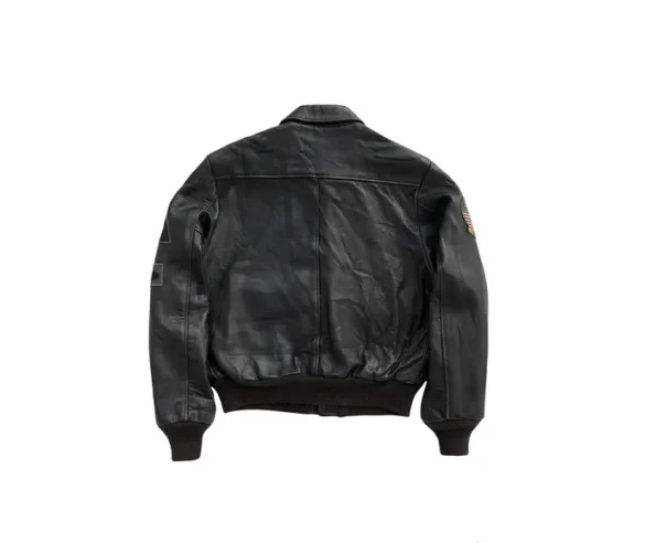 Schott Bross A-2 Black Leather Patches Flight Jacket.