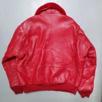 Schott G-1 Red Leather Shearling Bomber Jacket