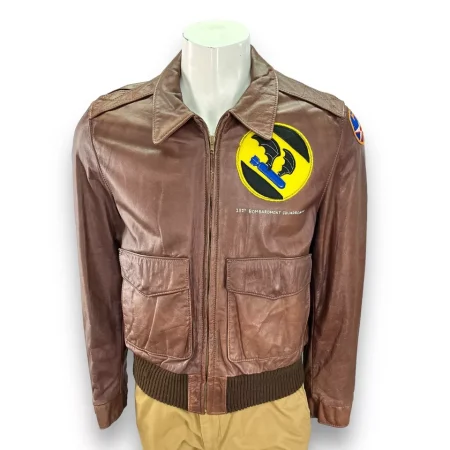Squadron A-2 Brown Leather Flight Bomber Jacket.