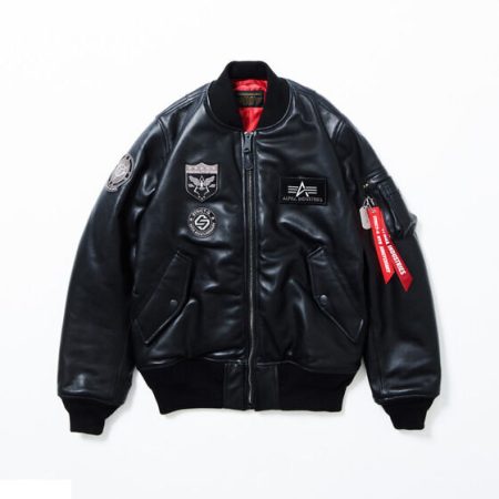 Strict-g X Alpha 10th Anniversary Black Leather Ma-1 Jacket