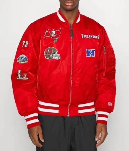 Tampa Bay Buccaneers Ma-1 Satin Bomber Red Jacket