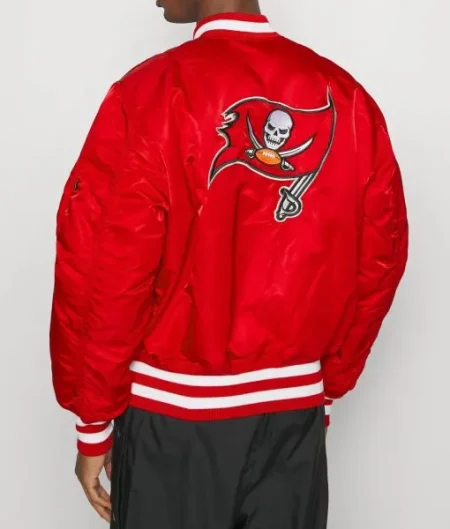 Tampa Bay Buccaneers Ma-1 Satin Bomber Red Jacket.