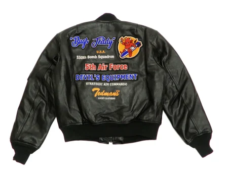 Tedman Ma-1 Black Leather Bomber Jacket.
