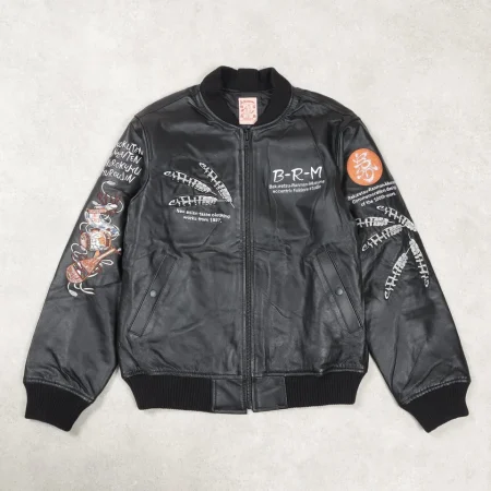 Tedman Ma-1 Black Leather Jacket