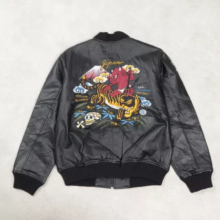Tedman Ma-1 Black Leather Jacket.