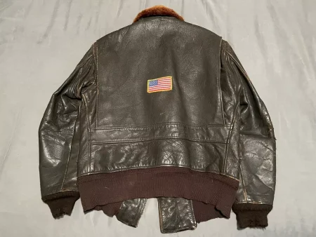 Top Gun G-1 Brown Leather Flight Bomber Jacket.