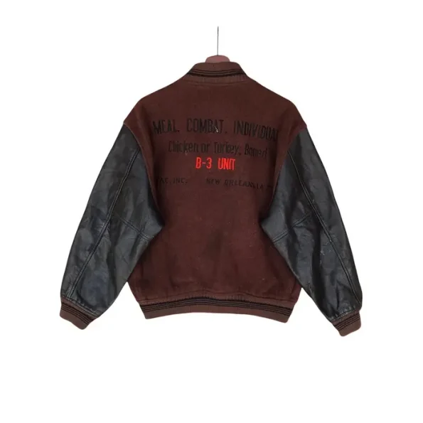 Trashed Varsity B-3 Meal Combat Scovill Buttom Leather Jacket.