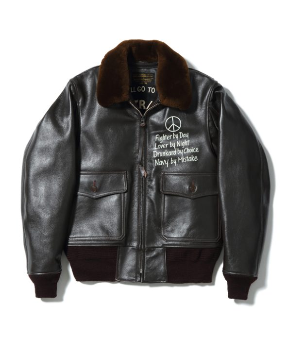 Vietnam Emb’d Lining G-1 Black Leather Bomber Jacket