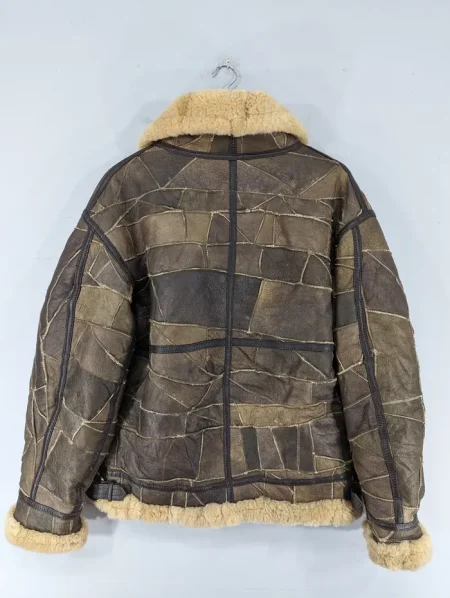 Vintage 90s Italian B-3 Sheepskin Patchwork Style Jacket.