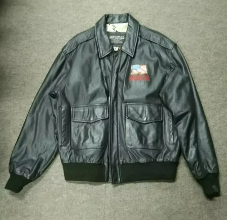 Vintage A-2 Flyers Black Leather Bomber Jacket
