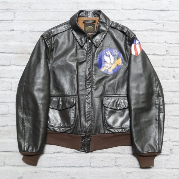 Vintage A-2 Korea War Pow Black Leather Jacket
