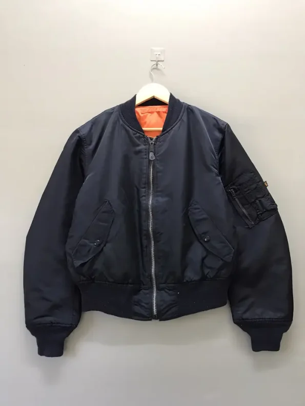 Vintage Alpha Industries Leather Patches Ma-1 Flight Jacket.