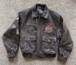 Vintage Guess A-2 Black Leather Bomber Flyers Jacket