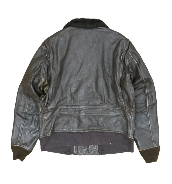 Vintage Navy G-1 Black Leather Flight Bomber Jacket.