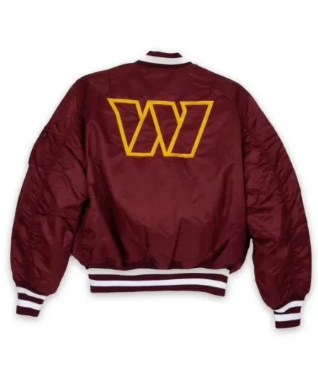 Washington Commanders Burgundy Ma-1 Bomber Jacket.