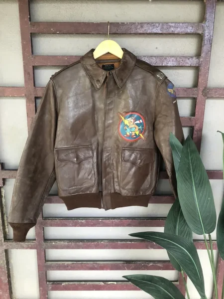 air force us army brown leather bomber jacket.