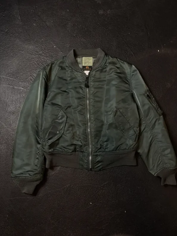 Alpha Industries American Man Lags Green Ma-1 Bomber Jacket.