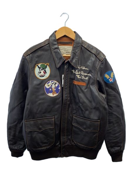 Avirex A-2 494th Bomb Group Black Leather Bomber Jacket