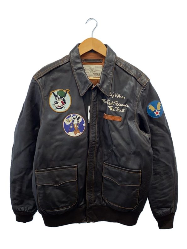 Avirex A-2 494th Bomb Group Black Leather Bomber Jacket