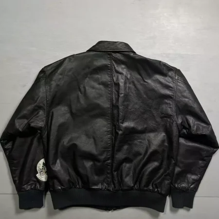 Avirex A-2 Black Leather Flight Patches Jacket.