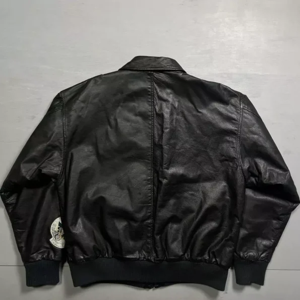 Avirex A-2 Black Leather Flight Patches Jacket.