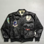 Avirex A-2 Black Leather Flight Patches Jacket