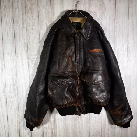 Avirex A-2 Liberty Belle Brown Leather Flight Bomber Jacket.