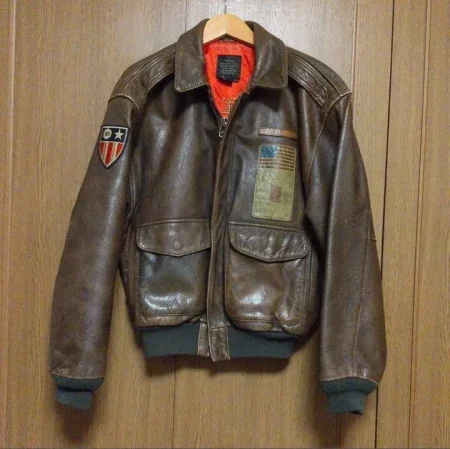 Avirex A-2 Mount'n Ride Brown Leather Flight Jacket.