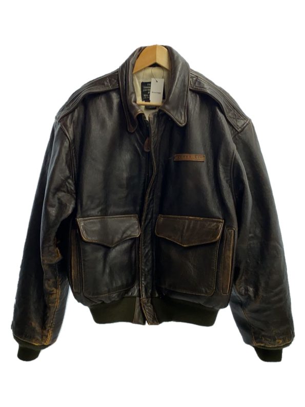 Avirex A-2 Three Kings And 9 Queens Brown Leather Flight Jacket.