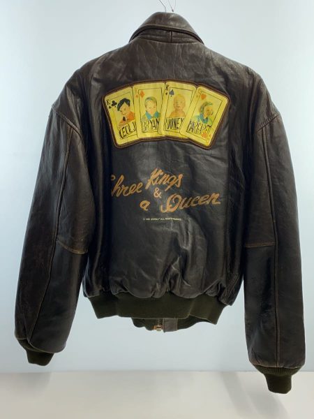 Avirex A-2 Three Kings And 9 Queens Brown Leather Flight Jacket