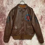Avirex A-2 Vintage Red Dragon Horse Hide Brown Leather Jacket