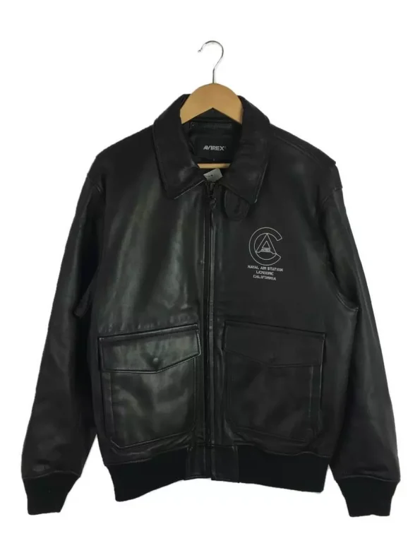 Avirex Light G-1 Black Leather Bomber Jacket.