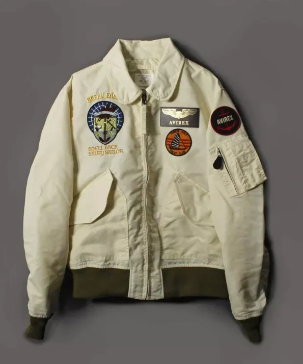 Avirex Ocean Eagle Sukajan Ma-1 White Bomber Jacket.