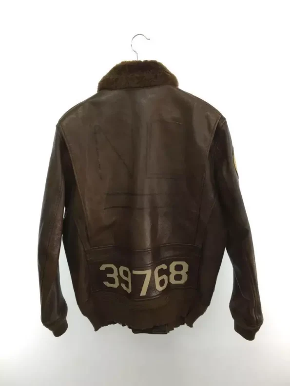 Avirex Uss Midway Navy G-1 Brown Leather Flight Bomber Jacket.