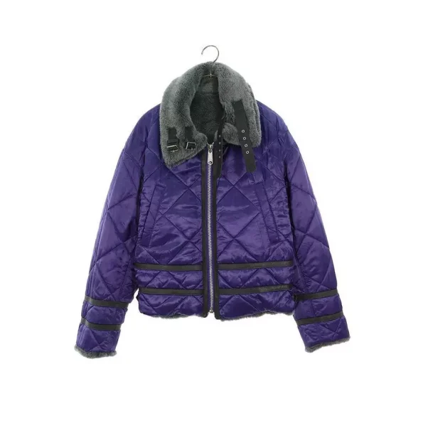 B-3 Blouson Eco Fur Reversible Blue And Grey Bomber Jacket