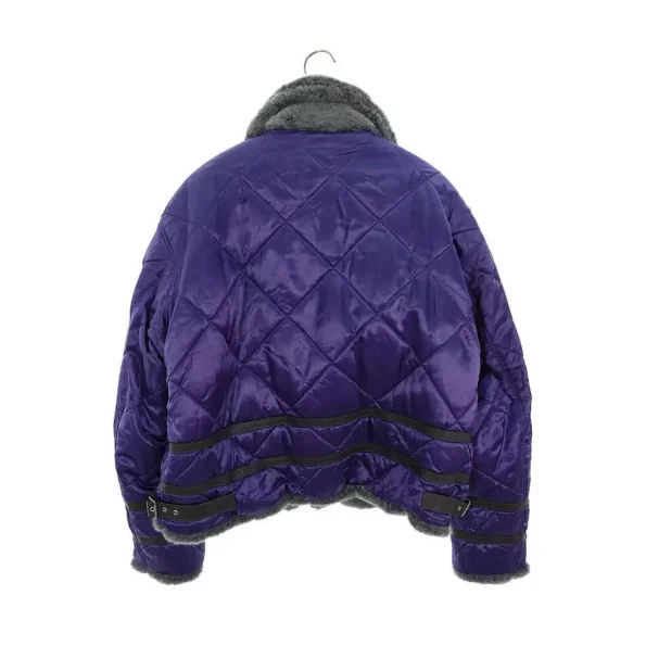 B-3 Blouson Eco Fur Reversible Blue And Grey Bomber Jacket.