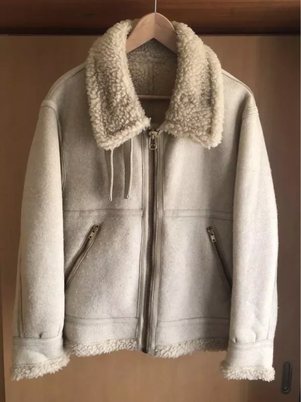 B-3 Nonnative Boa White Fleece Bomber Jacket