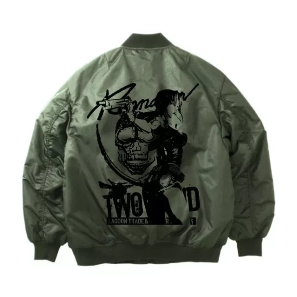 Black Lagoon Revy Ma-1 Grey Bomber Flight Jacket