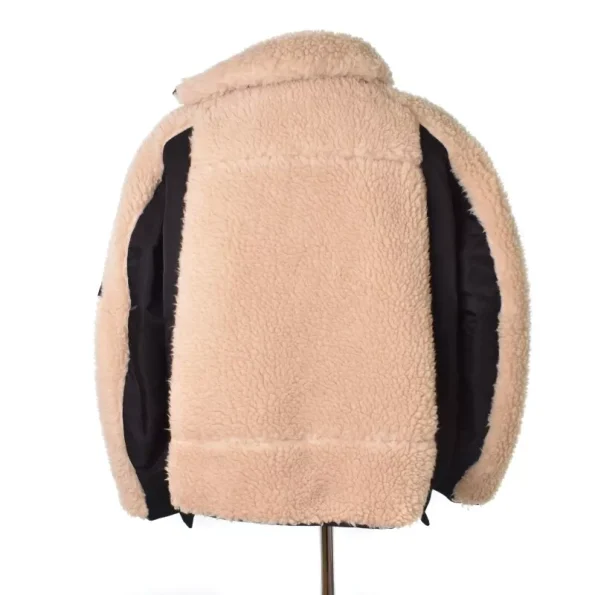 Blouson Ma-1 Faux Shearling Nylon Twill Boa Bomber Jacket.