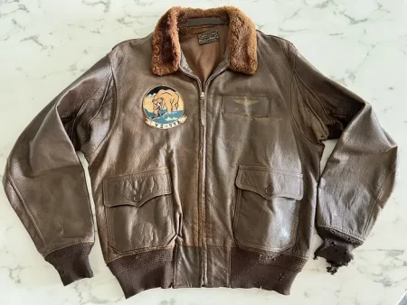 G-1 Korean Flying Brown Leather Bomber Jacket