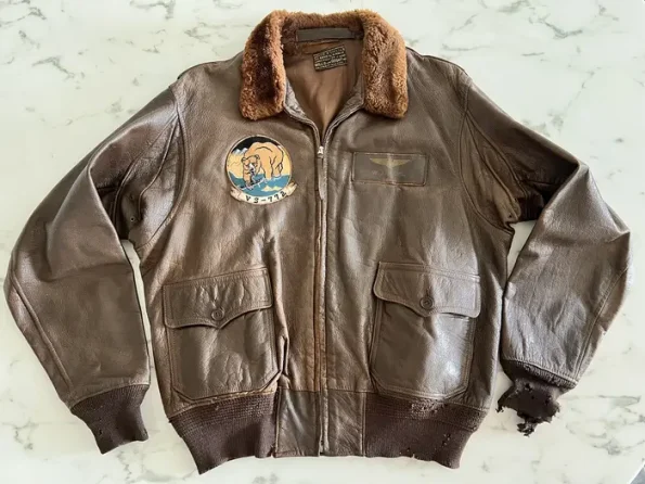 G-1 Korean Flying Brown Leather Bomber Jacket