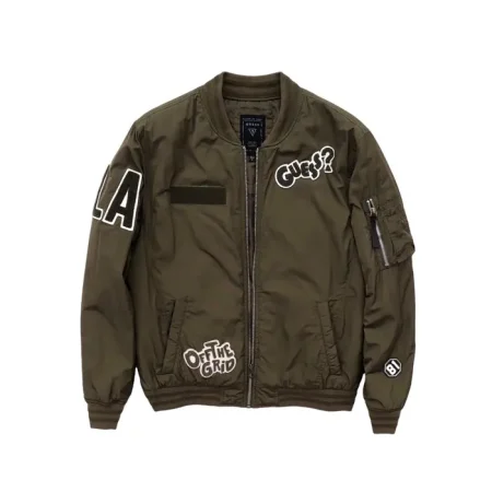 Guess Ma-1 Green Bomber Jacket With Patches