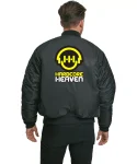 Hardcore Heaven Ma-1 Yellow And Black Logo Embroidered Bomber Jacket