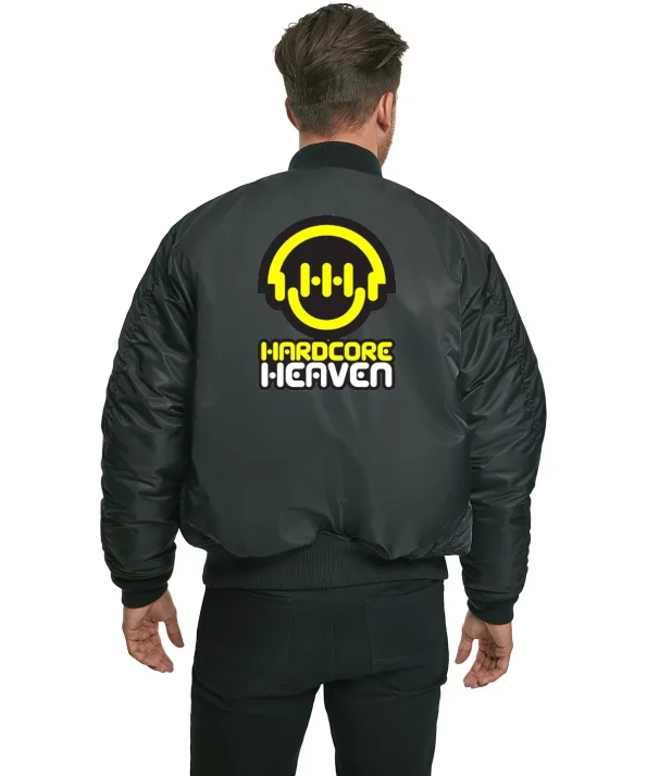 Hardcore Heaven Ma-1 Yellow And Black Logo Embroidered Bomber Jacket