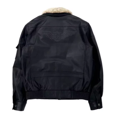 Harley Davidson G-1 Black Leather Riders Flight Jacket.